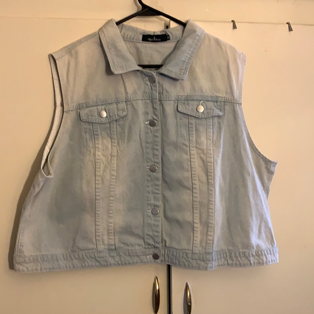 Light wash denim vest